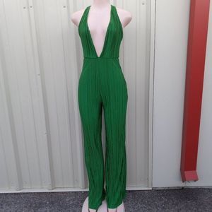 PrettyLittleThing green jumpsuit